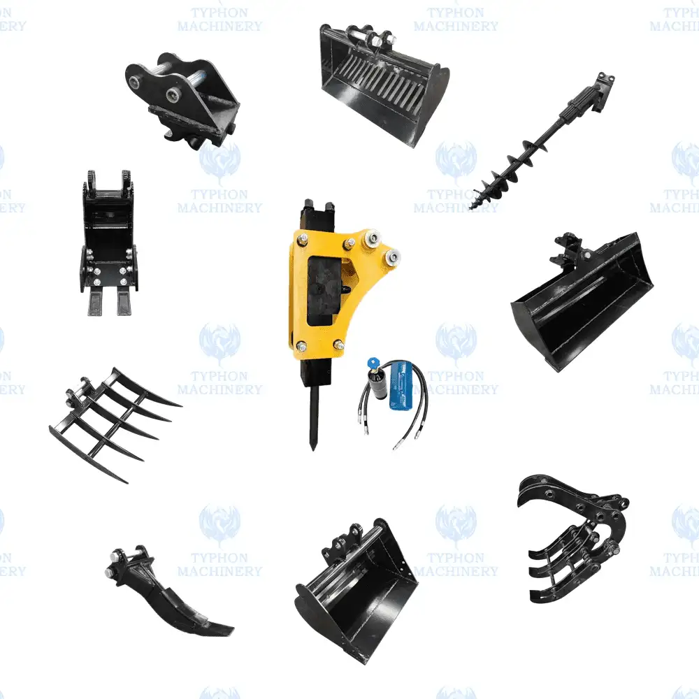 10-in-1 Mini Excavator Attachment Bundle - Essential Tools Combo Kit for Worksites - FREE Shipping - Image 1