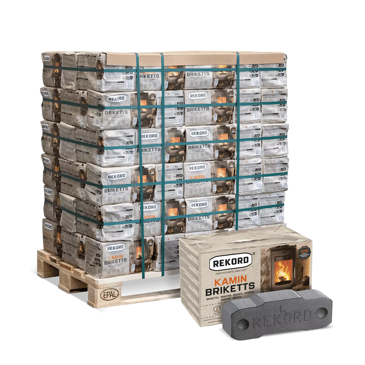 REKORD Braunkohlebriketts, 90 x 10 kg (900 kg Palette) - Image 1