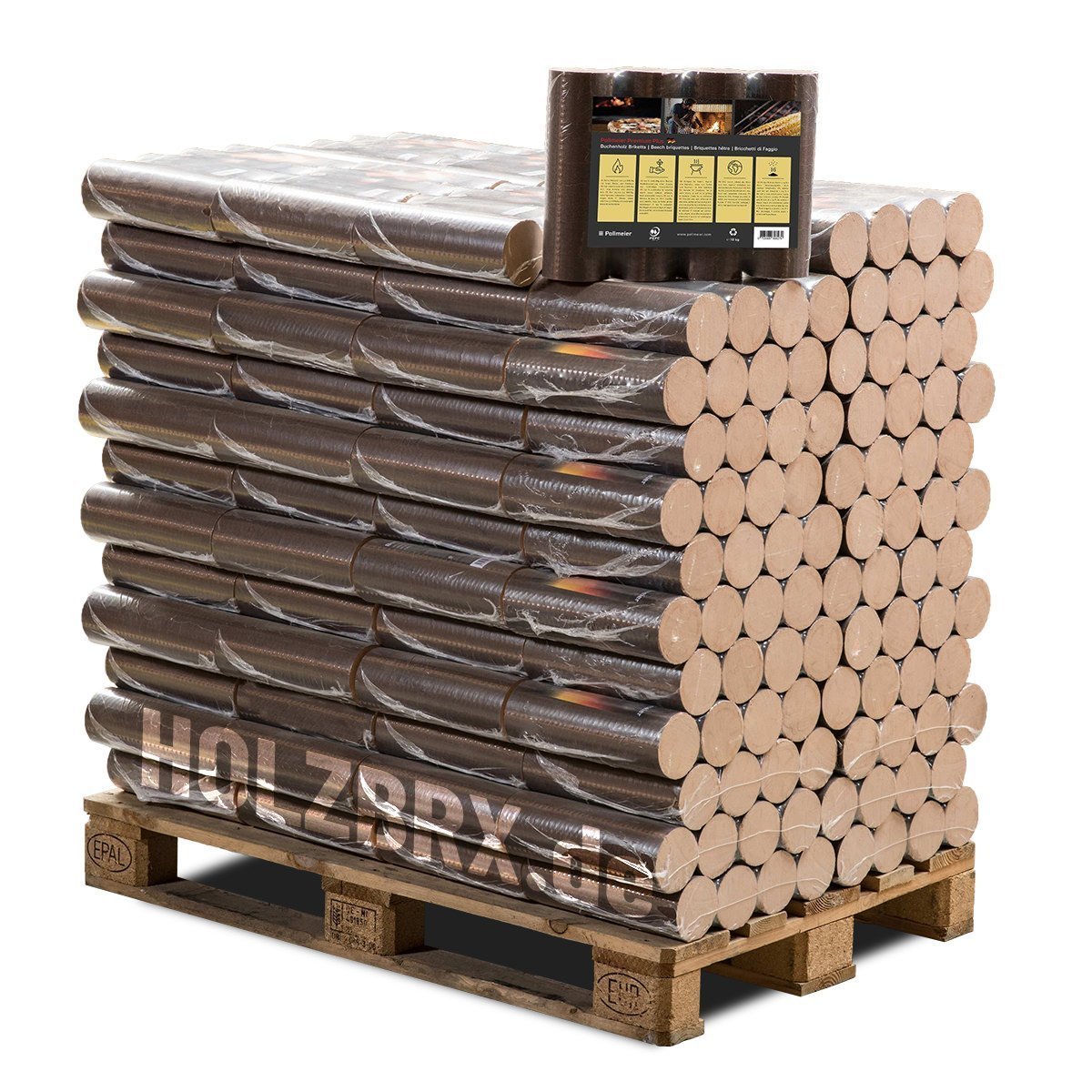POLLMEIER Premium Plus Buchenholzbriketts, 960 kg Palette - Image 1