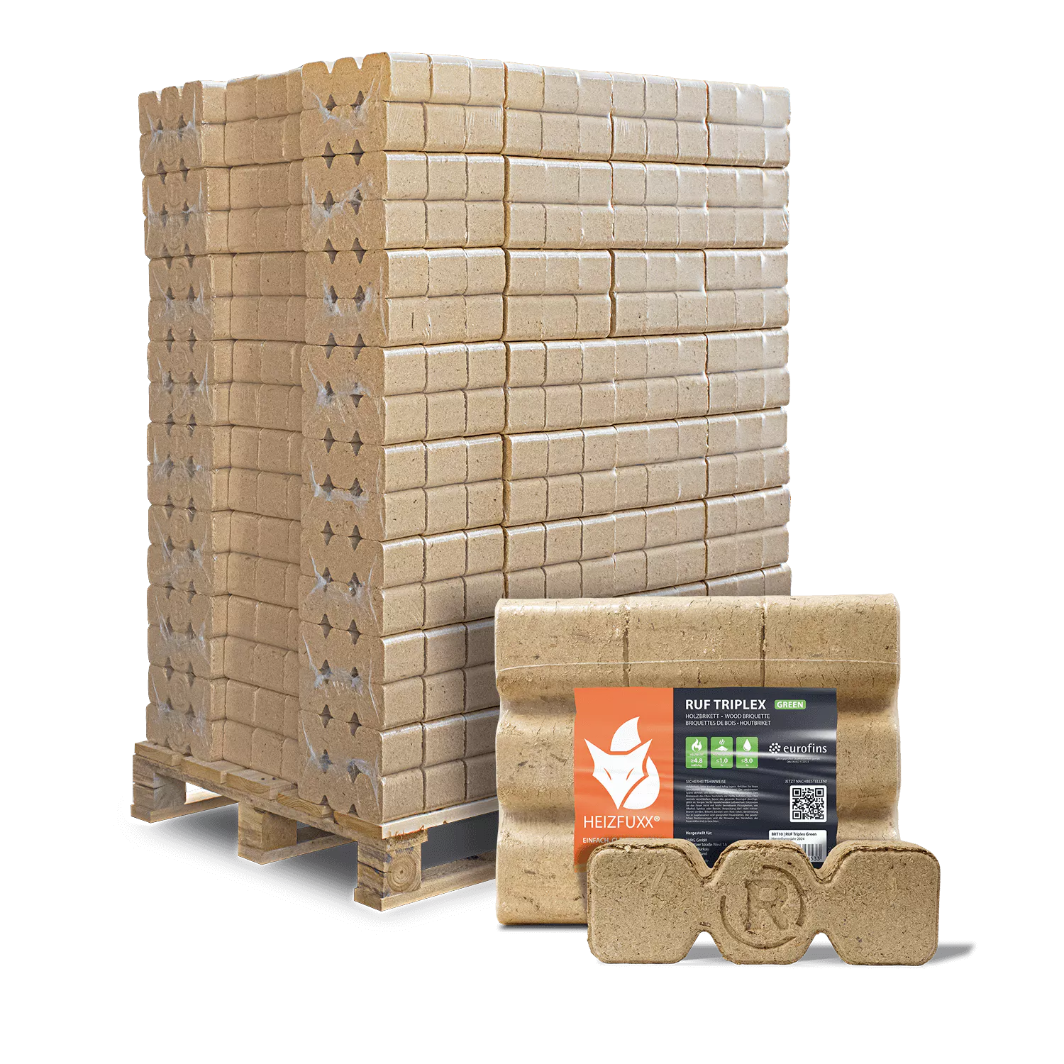 RUF Triplex Green Holzbriketts, 96 x 10 kg (960 kg Palette) - Image 1