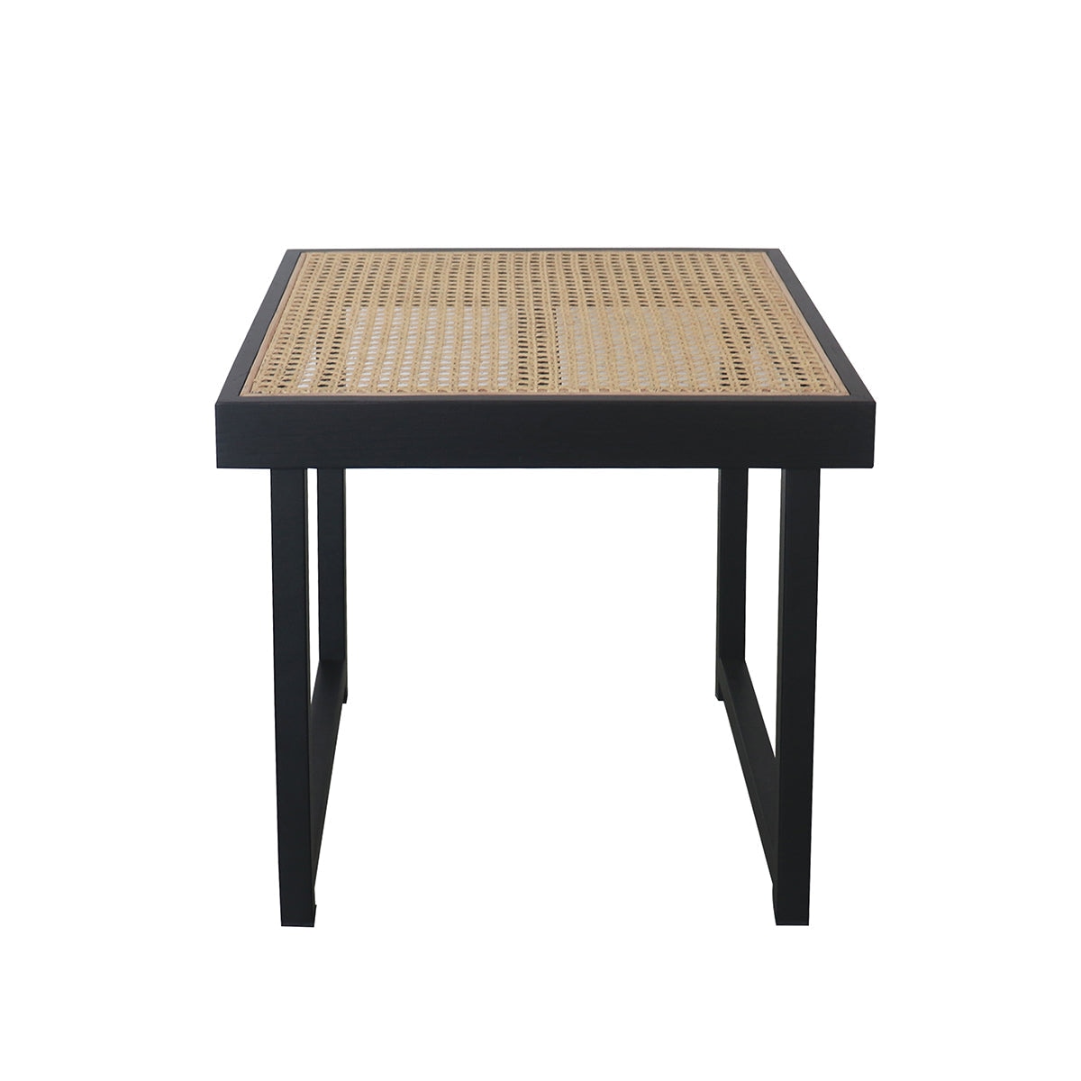 Rattan Beistelltisch Maeva - Schwarz & Naturrattan - 45×45×43cm - Image 1