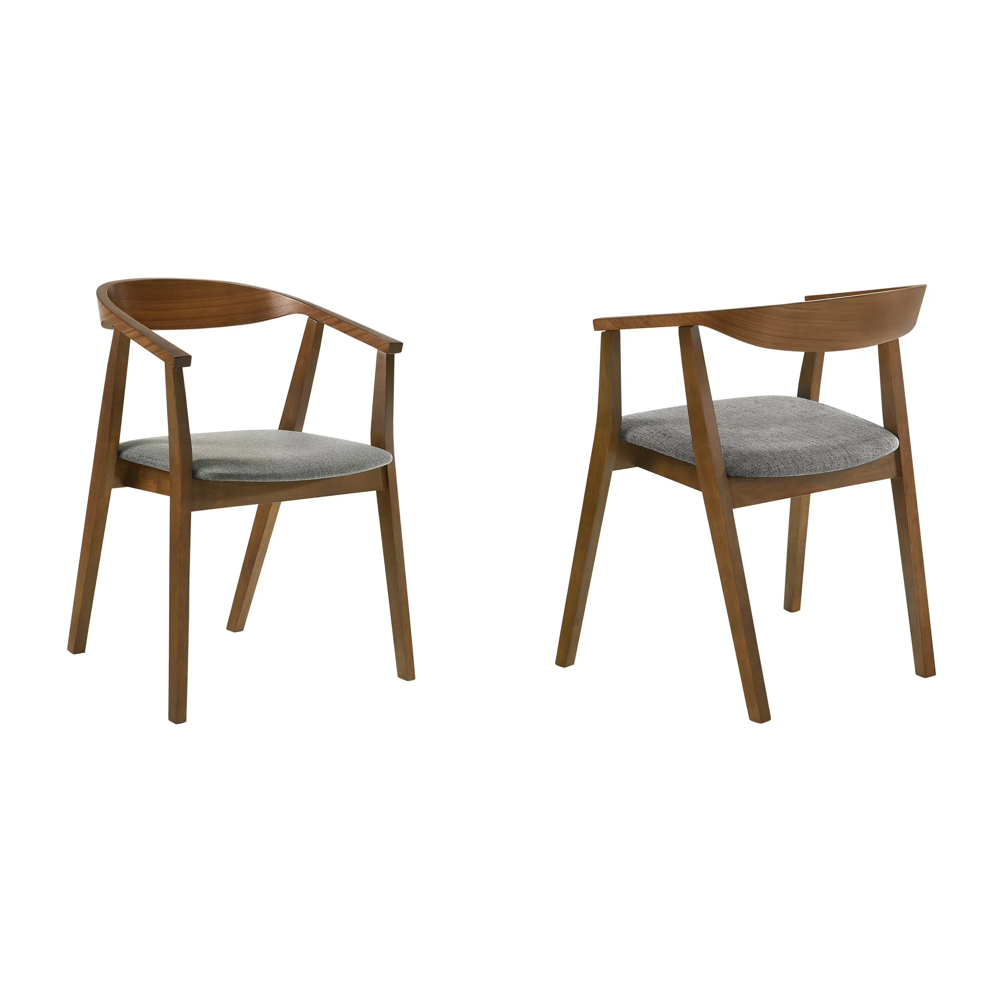 Wood Dining Chair in Walnut Finish with Charcoal Fabric - Set of 2 - Image 1