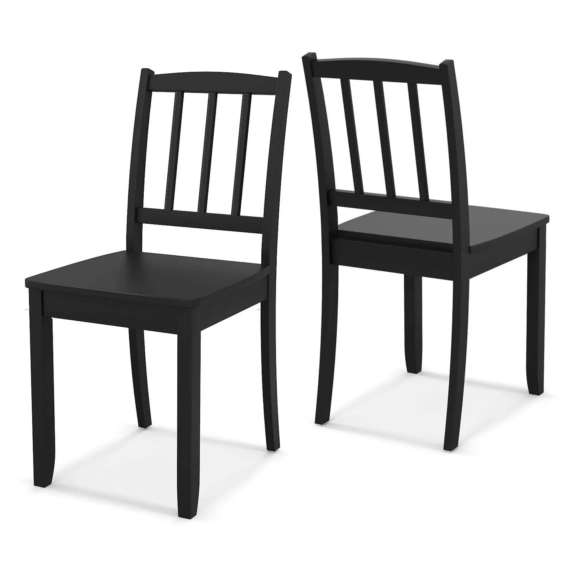 Wood Dining Chair Set of 2 with Rubber Wood Legs Curved Backrest for Kitchen Bla - Image 1