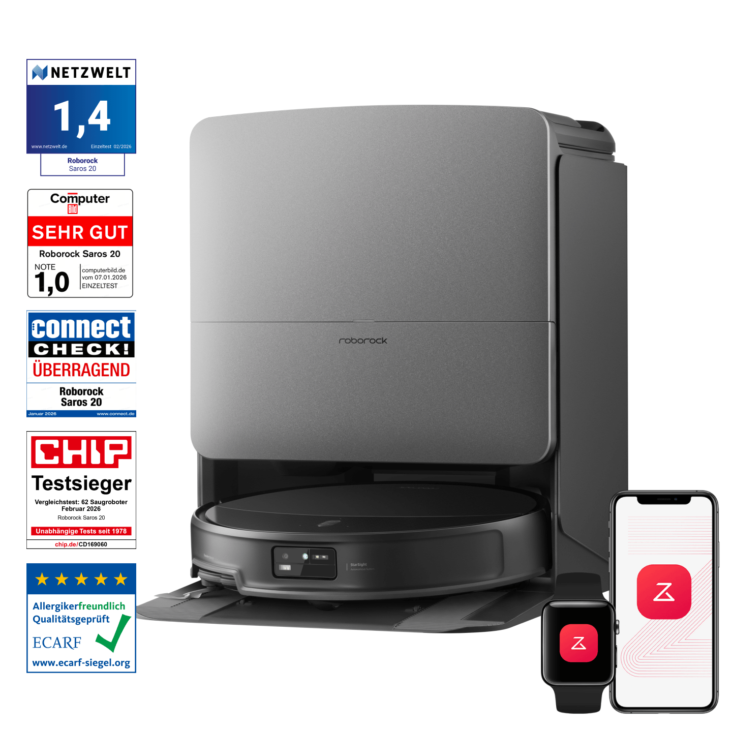 Roborock Saros 20 Set Saug- und Wischroboter mit AdaptiLift-Chassis 3.0 und 36.000 Pa Saugkraft - Image 1